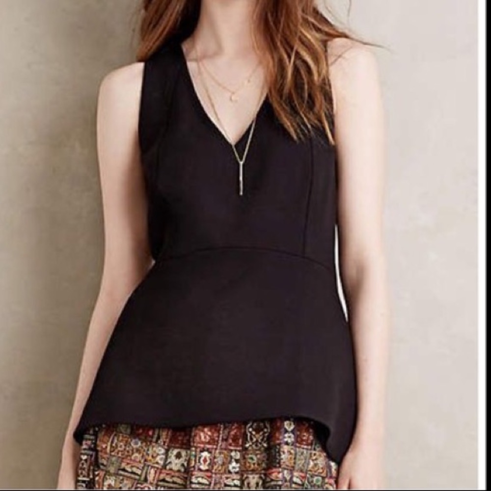 Leifsdottir black sleeveless peplum blouse